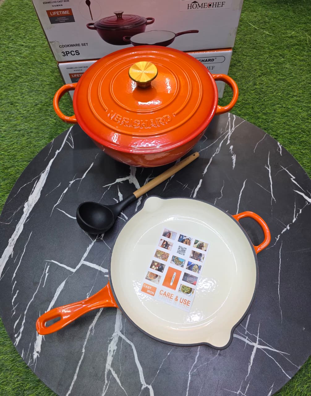 3 pcs Set Enamel Cast iron cooking pots - Image 6