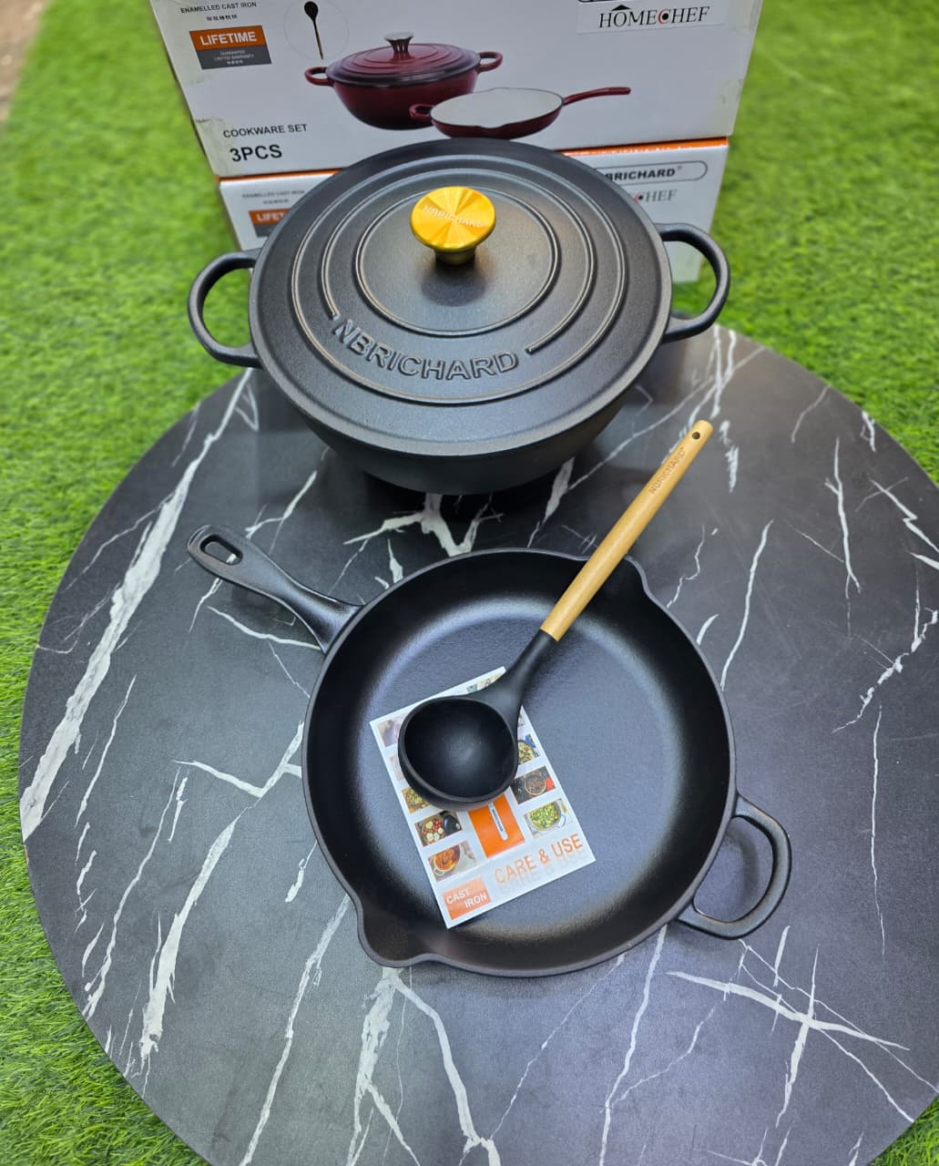 3 pcs Set Enamel Cast iron cooking pots - Image 10