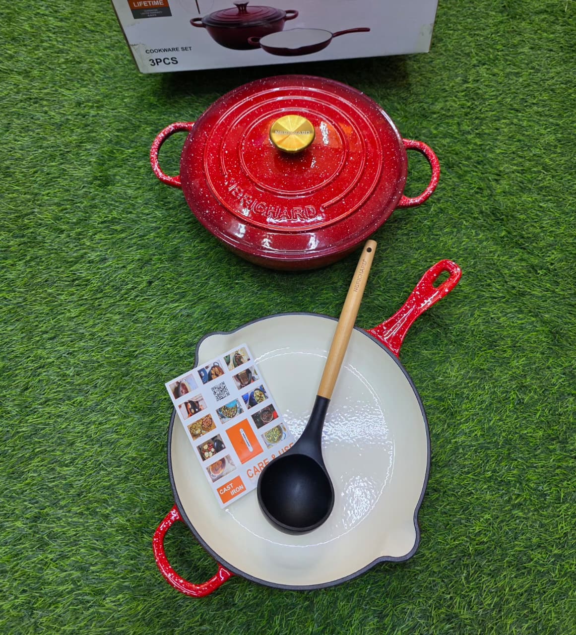 3 pcs Set Enamel Cast iron cooking pots - Image 11