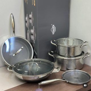 9PCS SET (VK 56 ).Premium High quality Tripply S/S Stainless steel cookware set with Hammered Patterned design