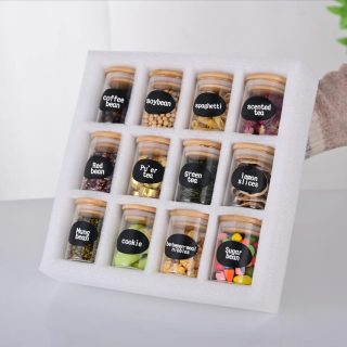 12pcs Borosilicate air tight Spice Storage jars.Round Shaped.