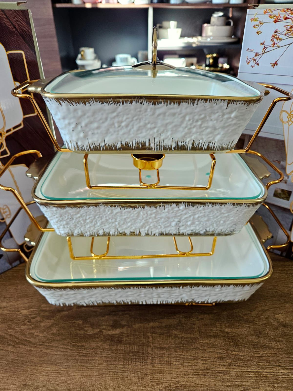 White Gold 3pc Food Warmer Set