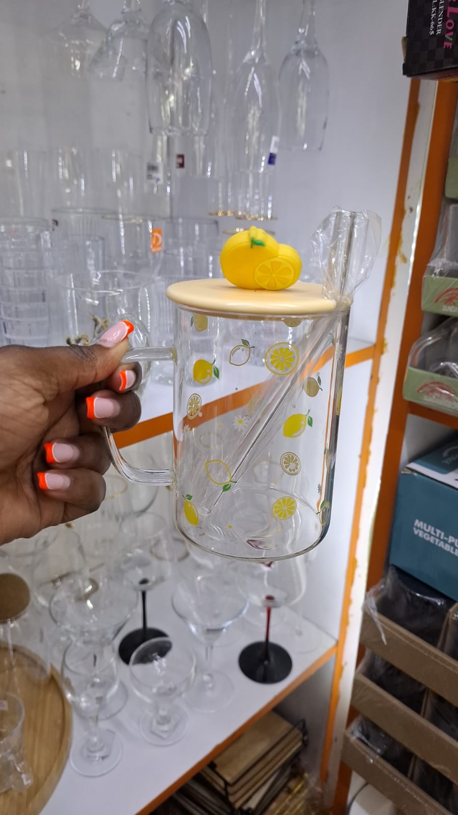 Borosilicate Lemon Smoothie Glass Mug 1pc