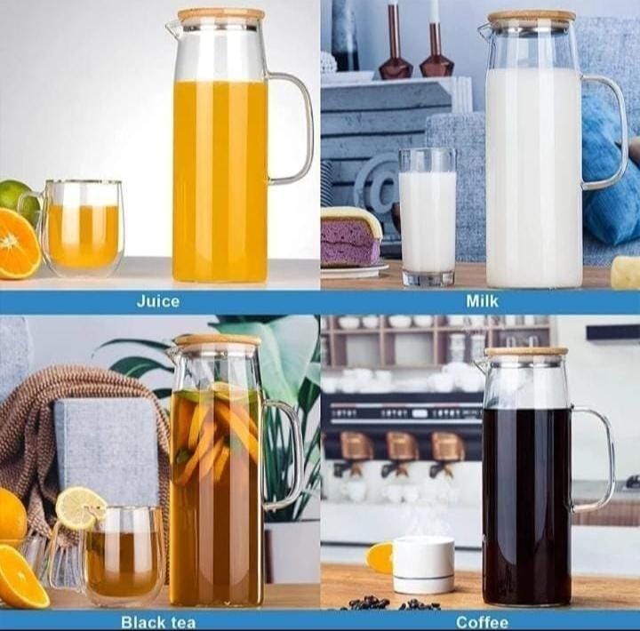 Heat resistant glass jug with an Airtight bamboo lid 1.2ltrs - Image 3