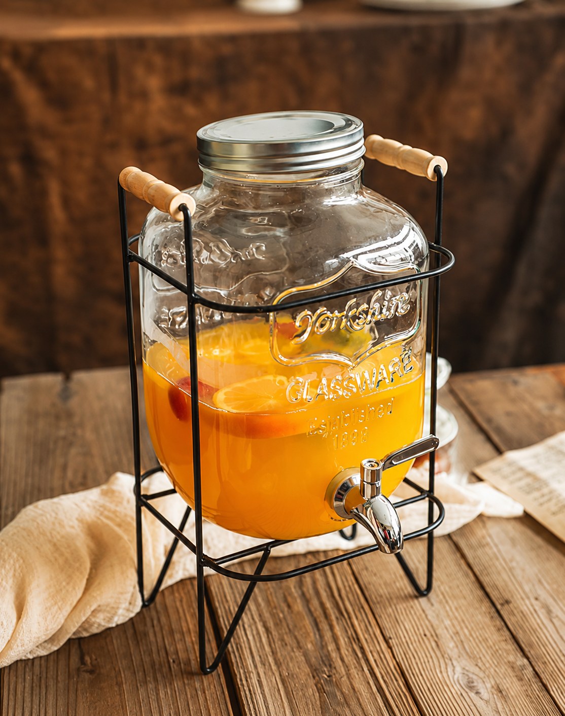 Glass Juice Dispenser with metallic stand 8ltrs